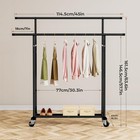 Abiglifty Double-rods Clothes Rack For Hanging Clothes Clothing Rack With Wheels