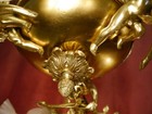 Antique Art Nouveau Chandelier With Cherubs     Gold Bronze     Satin Petal Glass