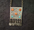 Antique Tibetan Buddhist Gau Prayer Necklace Turquoise Coral Silver Filigree