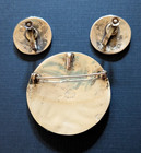 Vintage Taxco Sterling   Inlaid Abalone Pin Pendant   Alpaca Screw On Earrings