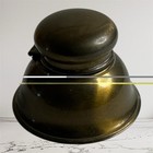 Vintage Brass Ink Well With Hinged Lid And Glass Insert Unbranded