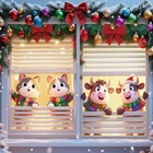 Christmas Window Cover Decorations 2 Pcs  Fabric Cute Cat Red And Orange