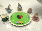 Disney Alice In Wonderland Miniature Resin Tea Set Figurines Vtg Rare