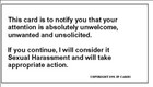 Stop Sexual Harassment With Famous    sexual Harassment Card  Package Of 25 Cards