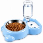 2 In 1 Automatic Pet Feeder Water Dispenser Dog Cat Bowl Stainless Steel Nonslip