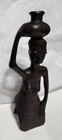 Vintage African Hand Carved Ebony Wood Woman Statue Figurine Water Jug 7 