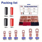 220pcs Car Copper Lug Ring Terminals Cable Electrical Wire Crimp Connectors Kit