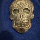 Monarch 10 Oz  999 Silver Sugar Skull-3d Art Bar Day Of The Dead-keyhole Heart