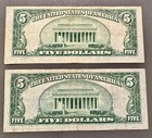 2 Note Lot 1934-c  5 Silver Certificate Blue Seal Paper Money Circulated heavy