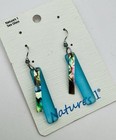 Sea Glass Abalone Dangle Earrings Silver Tone Nature   s 1 Shell Rectangular  2   
