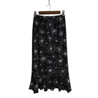 Dana Taylor Black White Floral Maxi Skirt Ruffle Hem Elastic Waist Size M