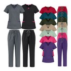New Nurse Medical Uniform Scrub Set Women V-neck Straight Hospital Working Suit