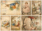 Shabby Chic Vintage Easter Bunnies Children Decoupage Rice Paper A4 Size Set
