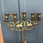 Vintage Brass Lion Of Judah Candelabra Pair 5 Arm Shabbat Heavy Judaica Large