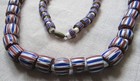 Chevron Flag Drawn Cane Antique Venetian Glass African Trade 137 Beads Necklace