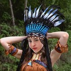 Indian Inspired Feather Headdress American Chief Indian Native Hat For Show
