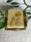 Antique Celluloid Vanity Jewelry Box W  Decoupage Victorian Lady Velvet Inside