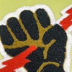 Nos 8    Vtg Chenille Black Power Fist Lightning Embroidered Varsity Frat Biker