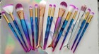 14pcs Makeup Brush Set   Blue Unicorn Eyebrushes With Mermaid Set 