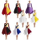 Women Color Block Liturgical Praise Dance Dress Robe Worship Tunic Dancewear