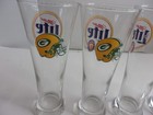 4-vintage Miller Lite Green Bay Packers Tall Beer Glasses Excellent Condition