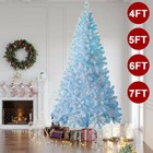 White Tip Christmas Tree 4 5 6 7ft Artificial Bushy With Blue Led Lights Outdoor