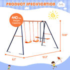 Double Kids Play Swing Set W  2 Seats   1 Glider For Outdoor Backyard Heavy-duty