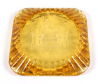 Vintage Ashtray Glass Disneyland Anaheim California Souvenir  rare Amber Color 