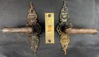 Pair Brass French Door Double Door Lever Set Deep Warm Patina Victorian 1 Of 2