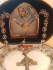 Vintage Catholic Sterling Silver Crystal Bead Rosary In Presentation Box