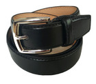 Men s Genuine Leather Black Dress Belt Plain Casual Silver Buckle Trapezoid End