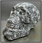 Bedazzled Bling Silver Skull Skeleton Head Sculpture Halloween Decor Unique Gift