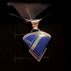 Albert Francisco Navajo Sterling Silver Lapis Opal Inlay Pendant Necklace 20 