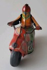 Vintage Lithograph Motorcycle W  Rider Toy Trade Alps  3 Litho Tin Motorcycle