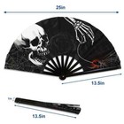 Black Rose Large Handheld Hand Fan Emo Fans Rock Concert Fans Raves Folding Fans