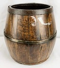 Antique Chinese Rice Container Planter Wooden Pot-belly Jardini  re   10  X 10 