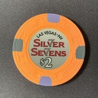 Silver Sevens Las Vegas Nevada  2 Casino Chip 2014 Obsolete Poker Room Cards