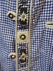 Authentic German Trachten Men   s Short Sleeve Shirt Bavarian Checkerblue Us 3xl