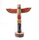 Vintage Alaska Pwc Cedar Totem Pole  eagle Human Orca  1930 s 7x5