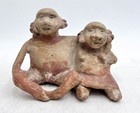 Pre Columbian Earthenware Seated Figures Jalisco Mexico