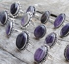 Superb Natural Amethyst Gemstone 925 Sterling Silver Plated Rings Wholesale Lot