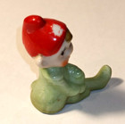 Vtg Red Hat Green Christmas Pixie Elf Sitting Ceramic Figurine Japan