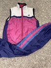 Vtg Hanes Sport Track Suit Girls 10 12 Vest Pant Set Activewear Colorblock Pink