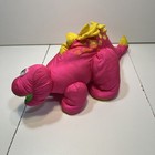 Vintage 1992 Fisher Price Dinosaur Pink Stegosaurus Puffalump Plush Squeak Nylon