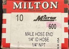 Milton 10 Pack 1 4   x 1 4  Mnpt 600 Pipe Thread Brass Air Hose Barb Fitting