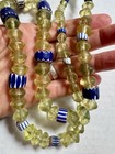 Antique Czech Bohemian Faceted Vaseline   Venetian Chevron Trade Beads