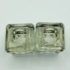 2 Antique Art Deco Crystal Dip Pen Inkwells Heavy Glass Calligraphy 2 1 2 