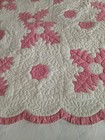 Vintage Hand Appliqued Hand Quilted Pink mauve    White  Quilt  - 86  X 88 