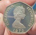 Seychelles Km19a 5 Rupee 1972 Silver Proof Turtle 