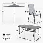 8pcs Outdoor Patio Dining Set Furniture  6 Chairs  Table  Angle Umbrella  Gray